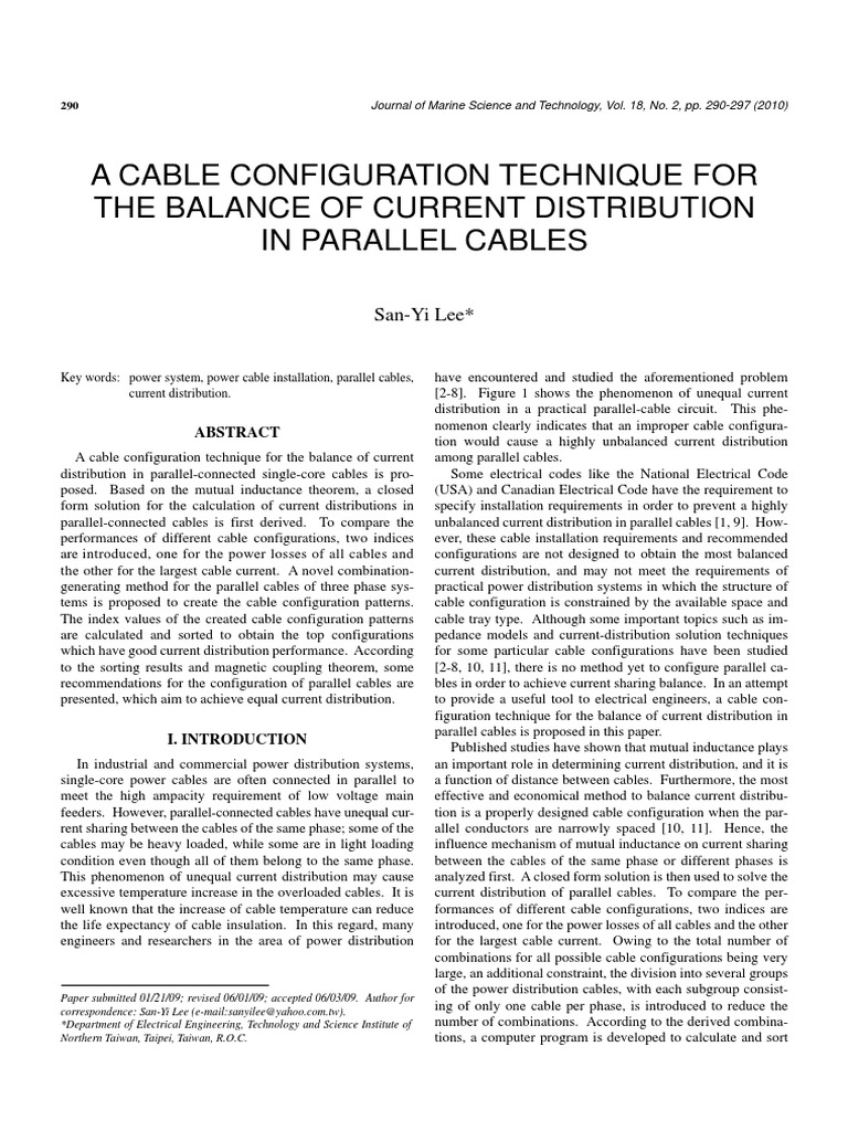 A Cable Configuration Technique For The Balance of Current Distribution