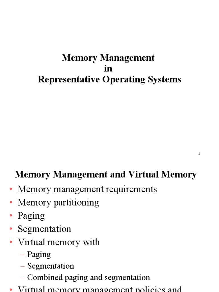 4 Memory Management Operating System Computer Data Storage