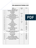 611 & 614 & 505-Manufacturing Costing List