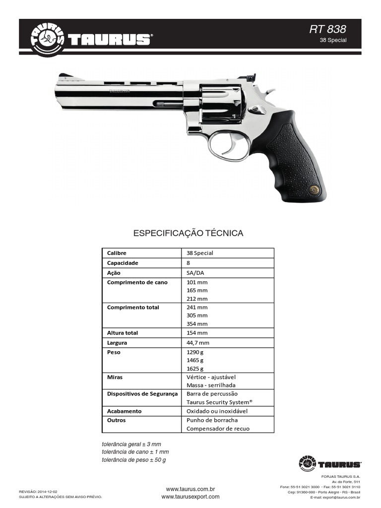 RT 838 Esp. Téc. | PDF | Armas de fogo | Balística