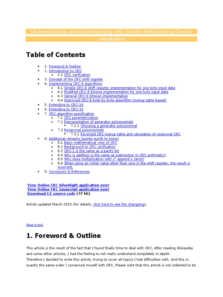Implementing CRC-8 Algorithms Guide | PDF | Arithmetic | Elementary ...