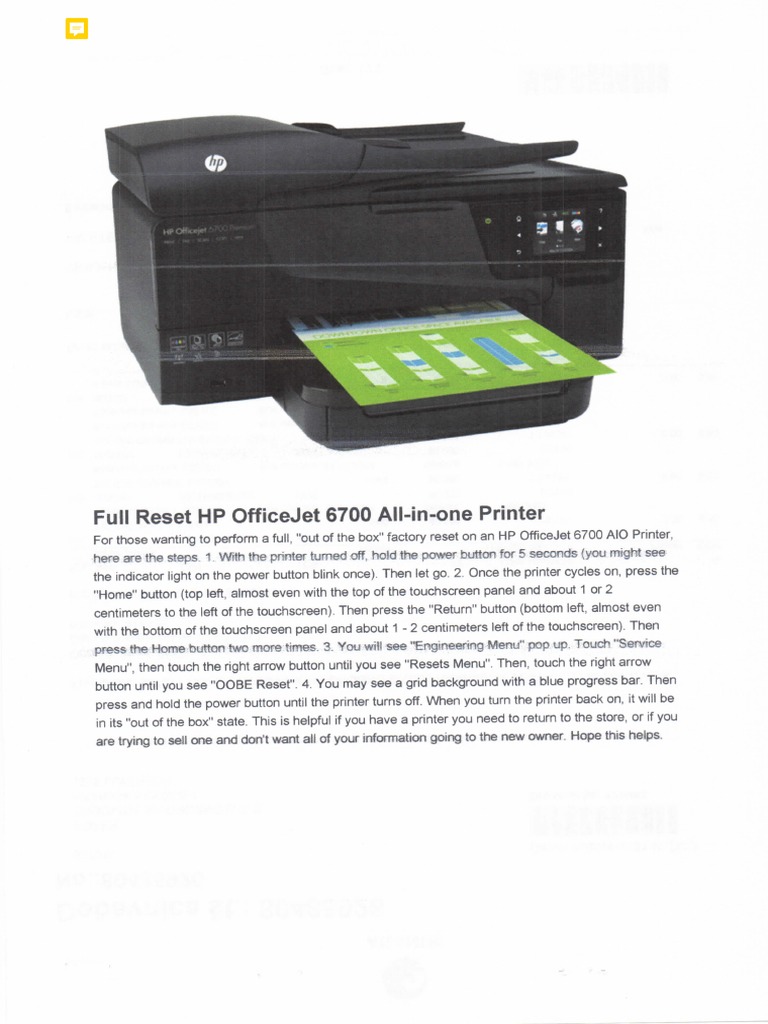 Resetare HP 6700 Premium PDF