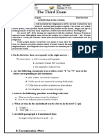 The Third Exam: School: Houari Boumediene Date: Juin 2019. Level: 1 Year Literary Streams Duration: 01 Hour