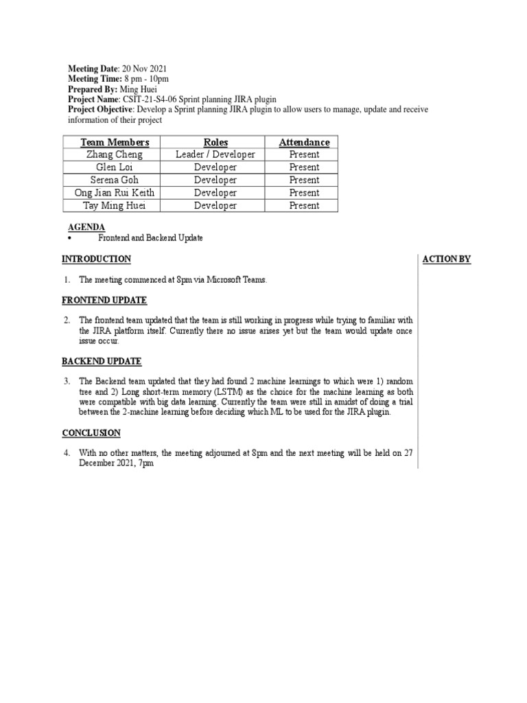 Team Members Roles Attendance | PDF