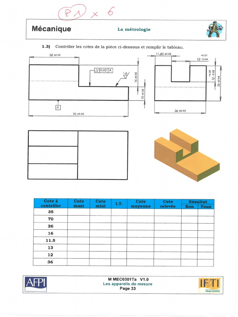 Plan Piece Metrologie | PDF