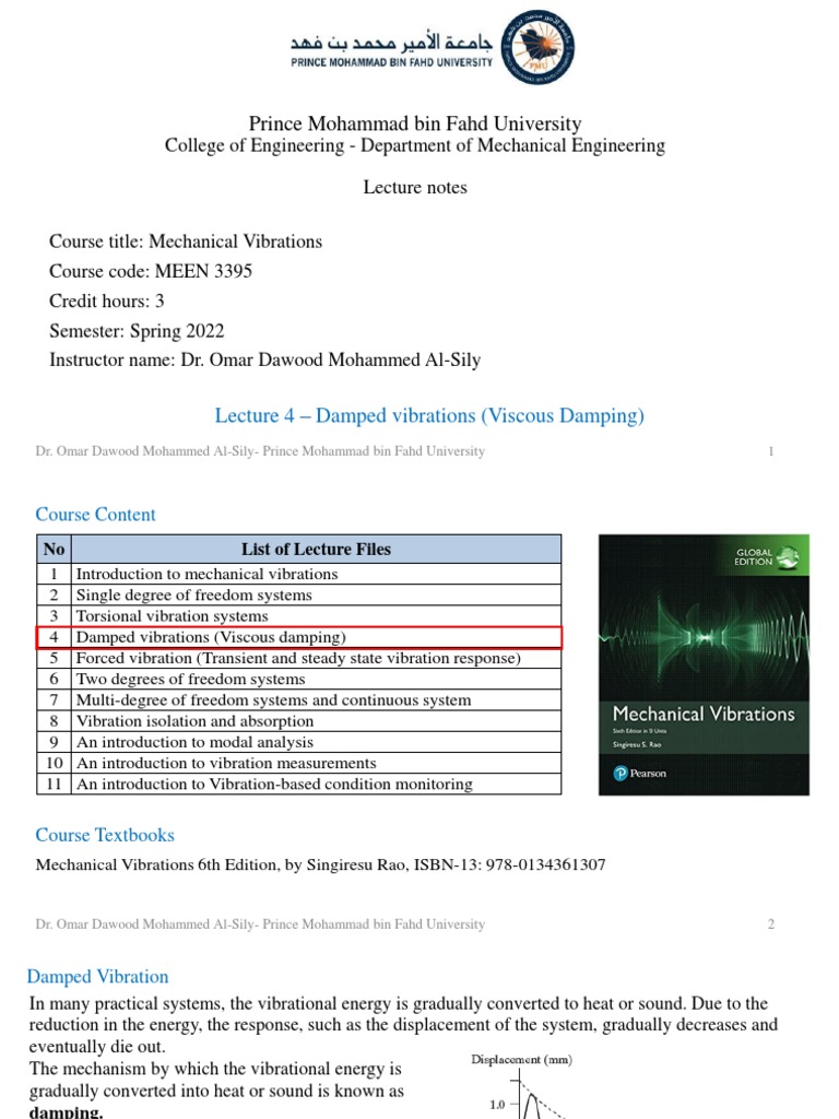 Damped Vibrations in Mechanical Systems | PDF | Damping | Friction