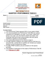 Mathematics 8: Quarter 3 Performance Task # 2