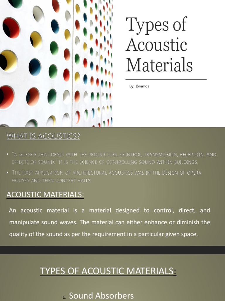 Types of Acoustic Materials PDF Building Materials Classical