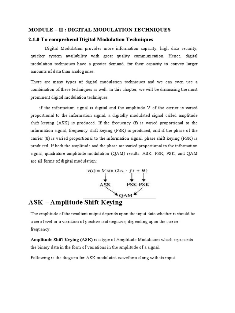 ASK - Amplitude Shift Keying | PDF | Modulation | Detector (Radio)