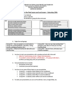 Instructions For The Final Exam and Oral Exam - Saturday 29th