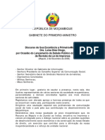 Discurso de Sua Excelência A Primeira-Ministra