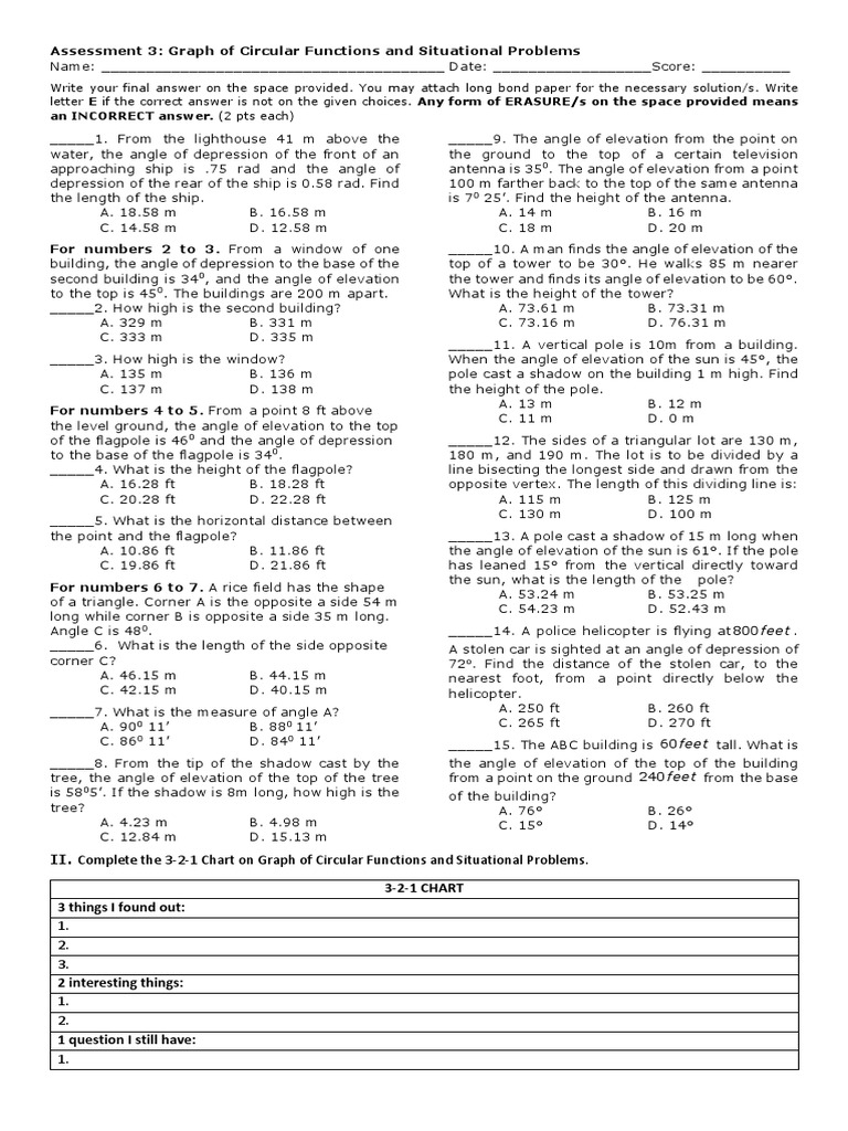 Assessment 3 - Graph of Circular Functions and Situational Problems ...