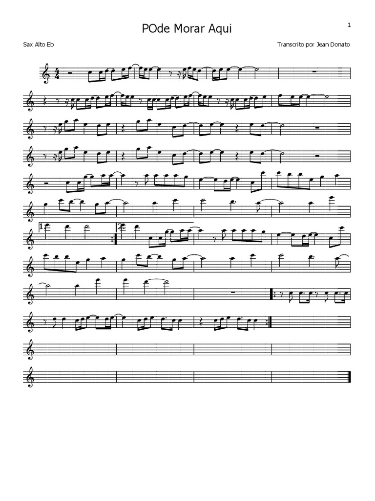 Pode Morar Aqui Sax Alto PDF