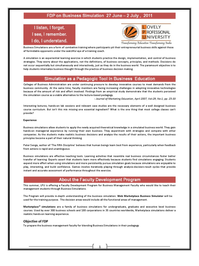 Business Simulation Pdf Experiential Education Simulation