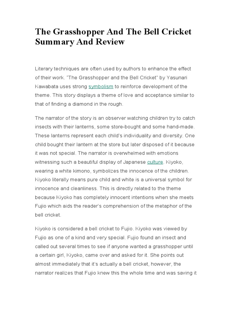 The and The Bell Cricket Summary and Review Symbolism PDF