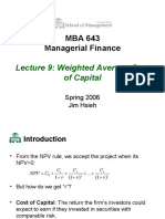 MBA 643 Managerial Finance: Lecture 9: Weighted Average Cost of Capital