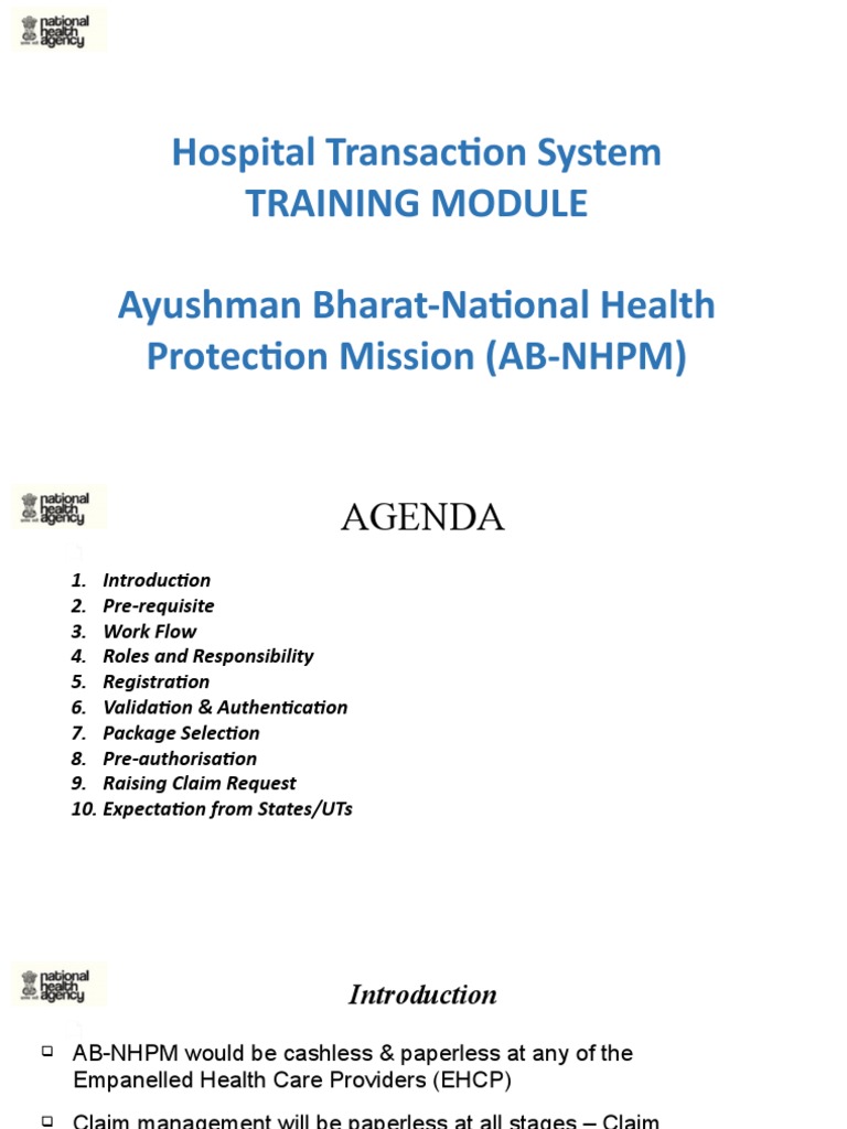 Hospital Transaction System Training Module Ayushman BharatNational