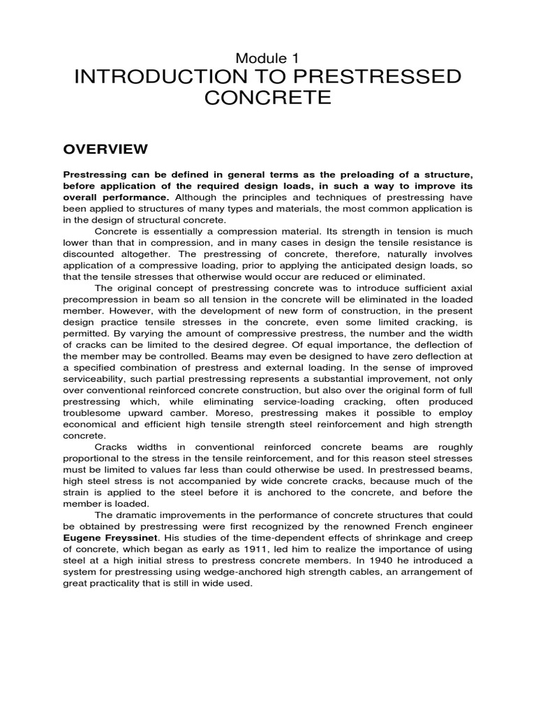 Introduction to Prestressed Concrete | PDF | Prestressed Concrete ...