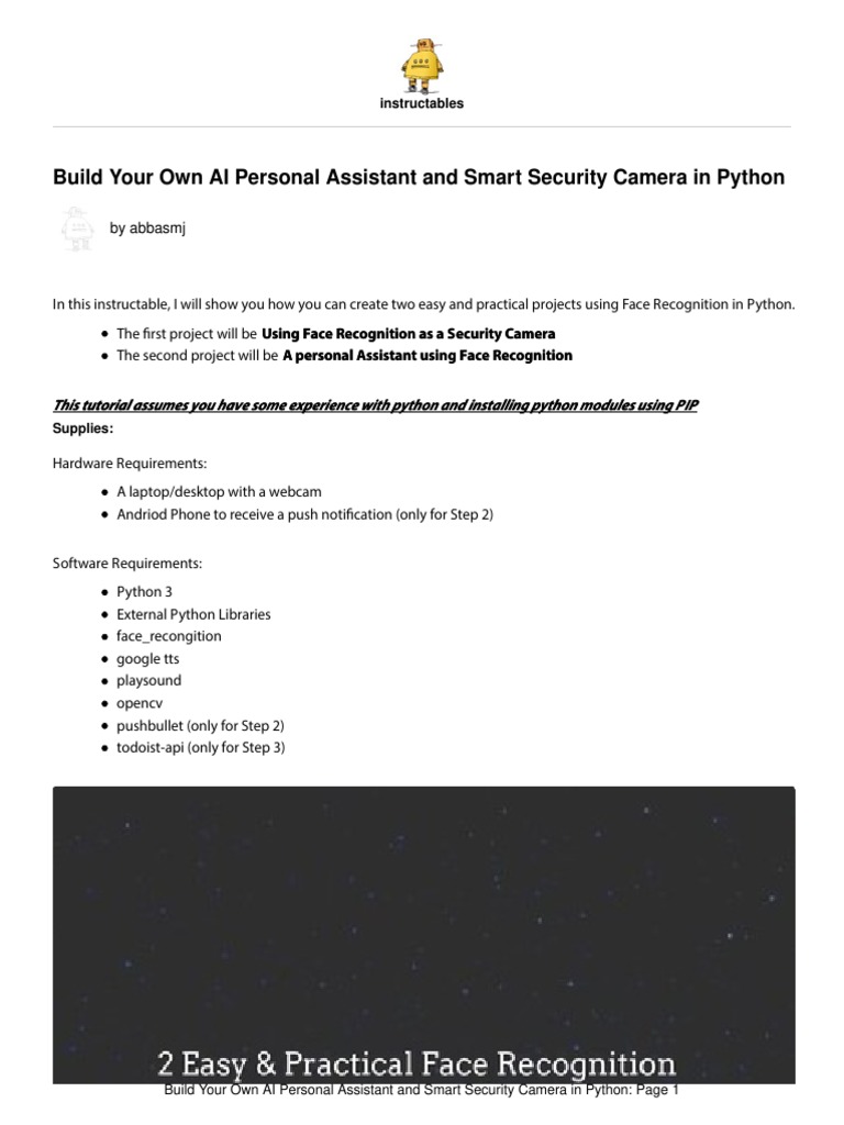 Build Your Own AI Personal Assistant and Smart Sec | PDF | Python ...