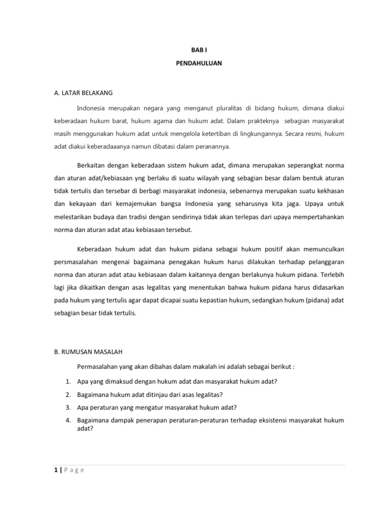 Makalah Eksistensi Hukum Adat