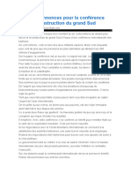 Succès D'annonces Pour La Conférence Sur La Reconstruction Du Grand Sud