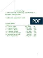 Debre Markos University - Institute of Technology Department of Software Engineering - Database Assignment Lab1