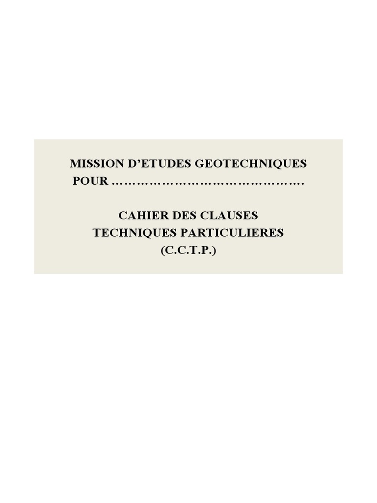 Cahier des Clauses Techniques Géotechniques | PDF | Génie géotechnique ...