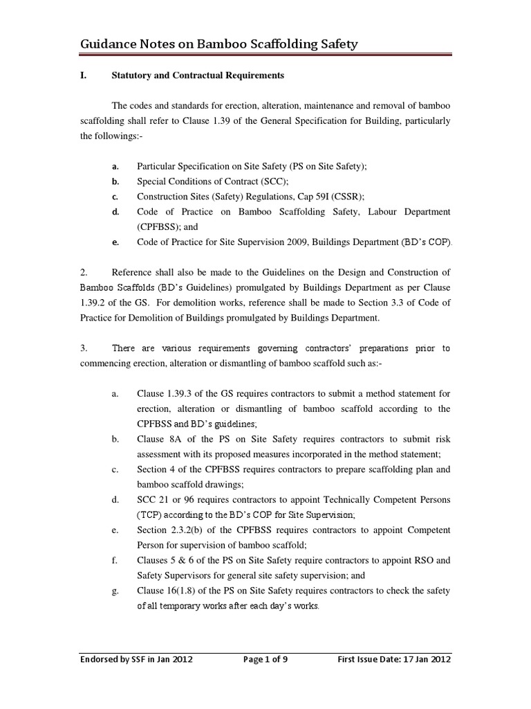 Bamboo Scaffolding Guidance Notes | PDF | Scaffolding | Economic Sectors
