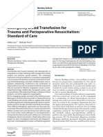 Emergency Blood Transfusion For Trauma and Perioperative Resuscitation: Standard of Care