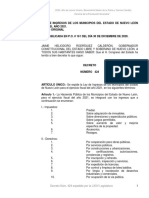 Ley de Ingresos de Los Municipios Del Estado de Nuevo Leon para El 2021