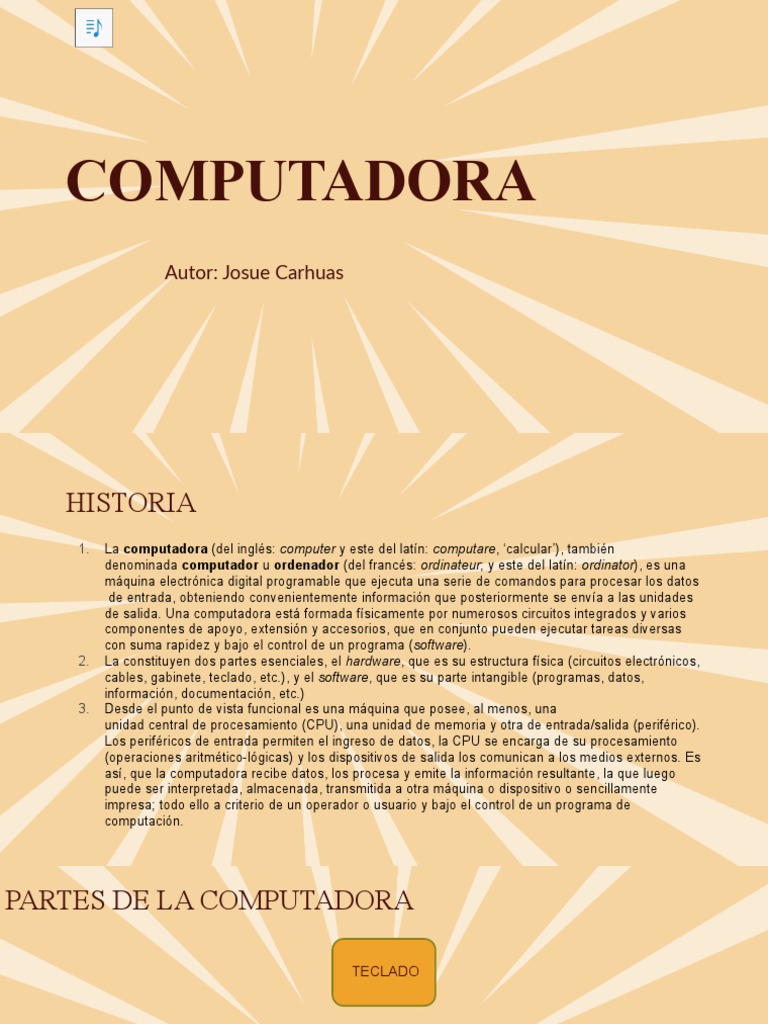 Partes y Funciones de una Computadora | PDF | Hardware de la ...