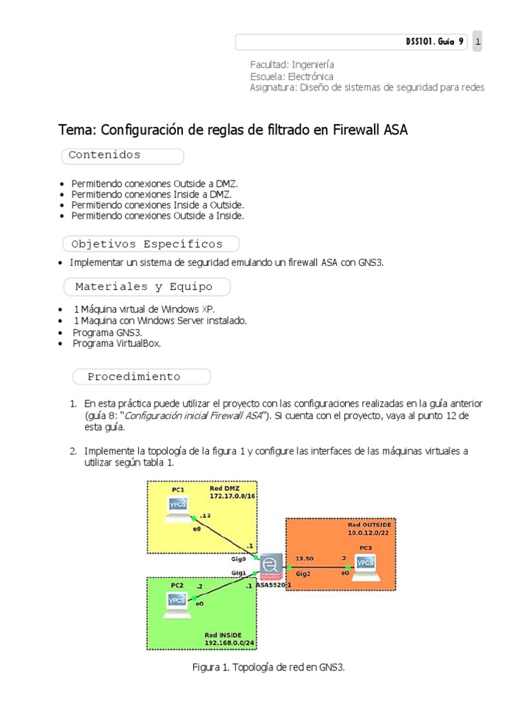 Configuración de Reglas en Firewall ASA | PDF | Protocolo de Control de ...