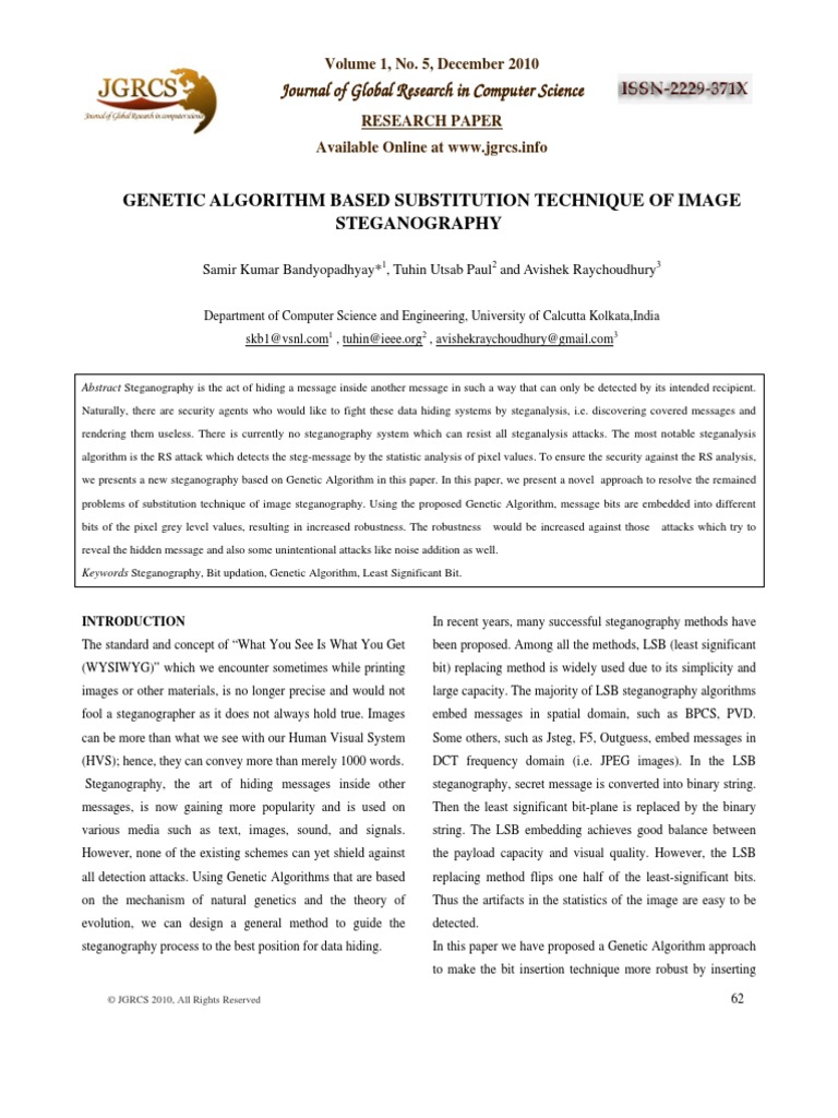 Genetic Algorithm Based Substitution Technique of Image Steganography ...