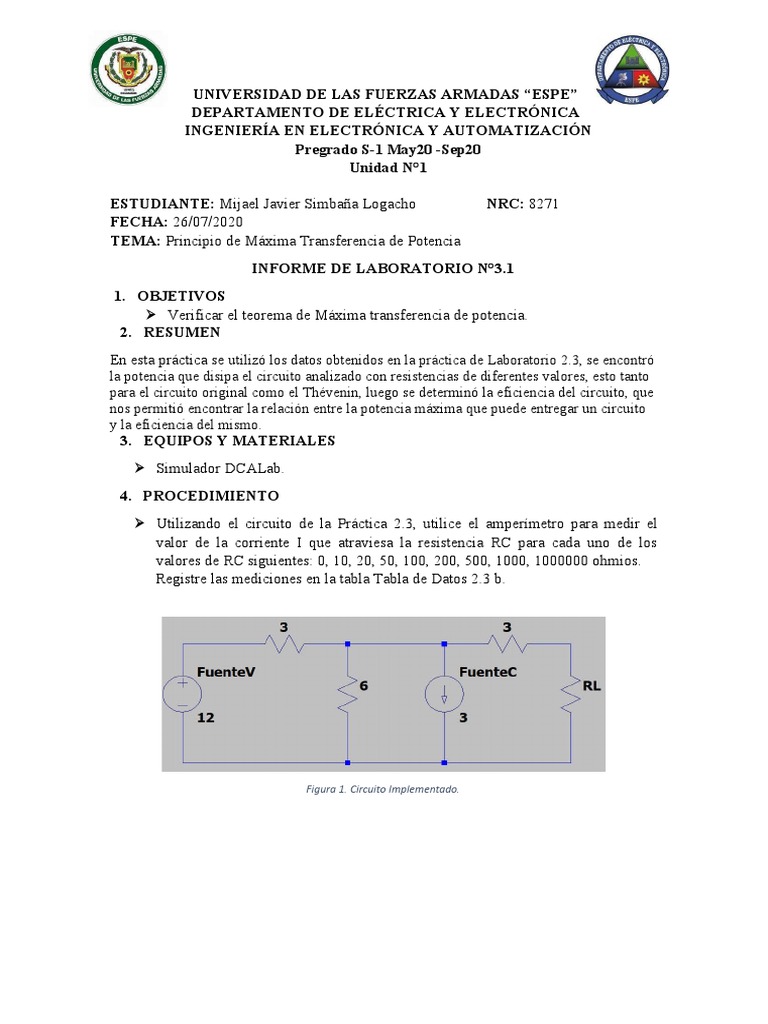 Informe Practica 2.4 - MIjael Simbaña - 8271 | PDF | Resistencia ...