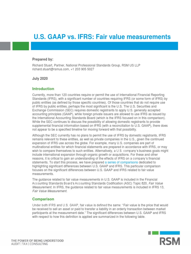 U.S. GAAP vs. IFRS: Fair Value Measurements: Prepared by | PDF | Fair ...
