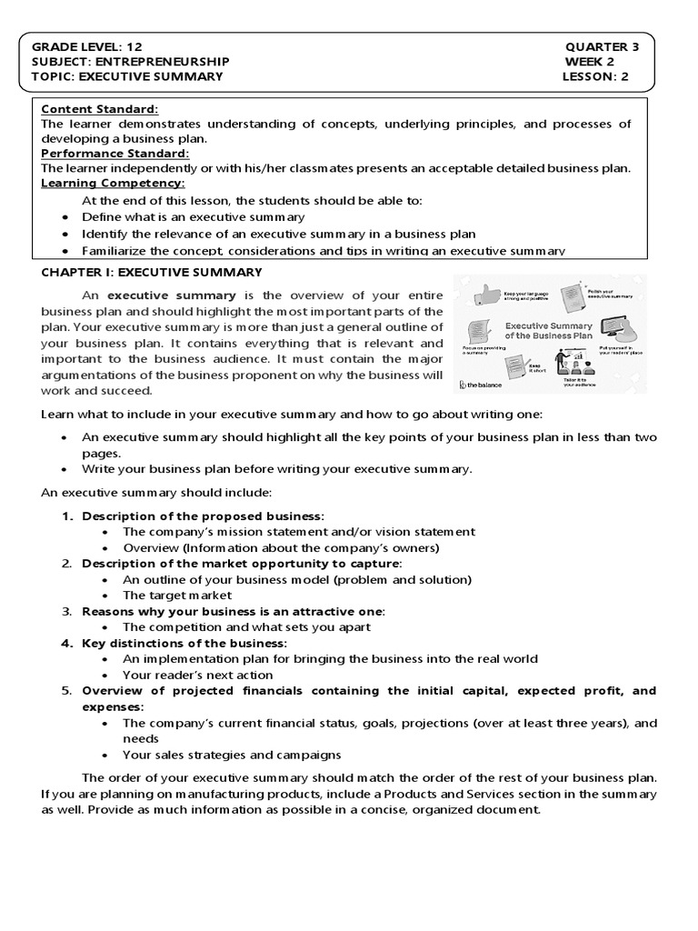 Writing an Effective Executive Summary | PDF | Business Model ...