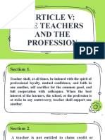 Article V: The Teachers and The Profession