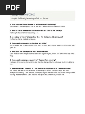 The Jumping Frog - Comprehension | PDF