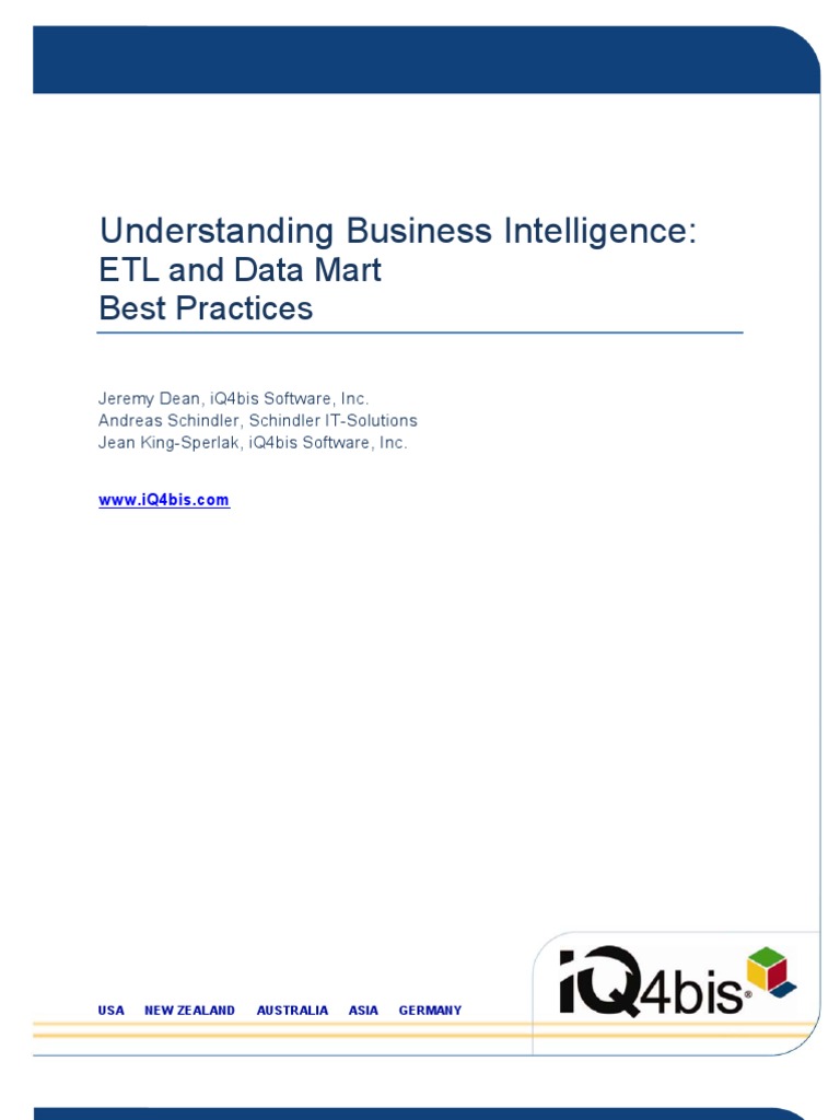 Understanding Business Intelligence ETL and Data Mart Best Practices
