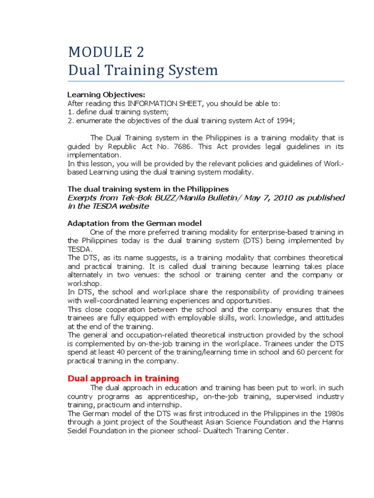 Overview of the Dual Training System | PDF | Vocational Education ...