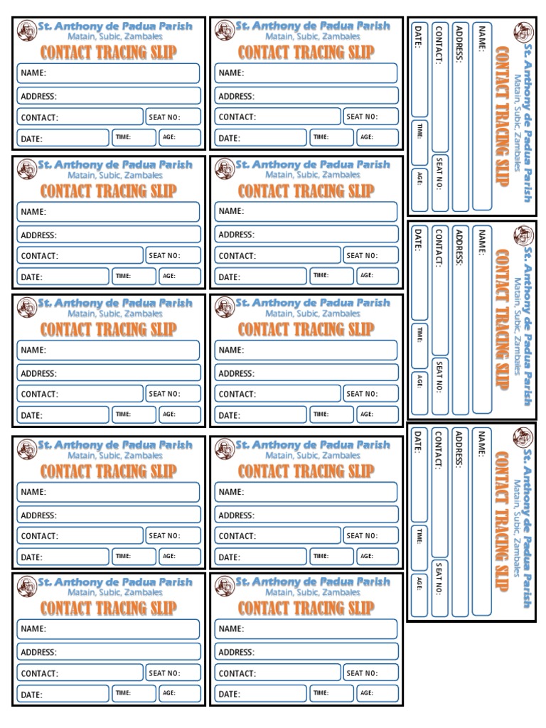 Contact Tracing Form Sadpp | PDF
