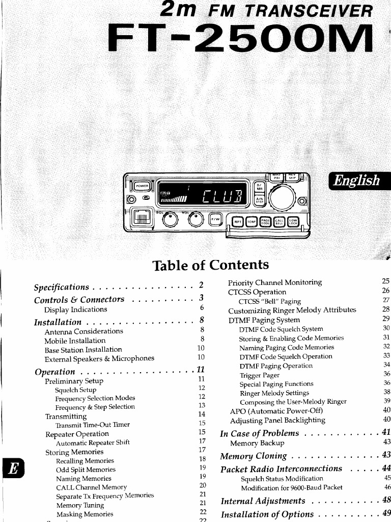 FT 2500m Manual PDF