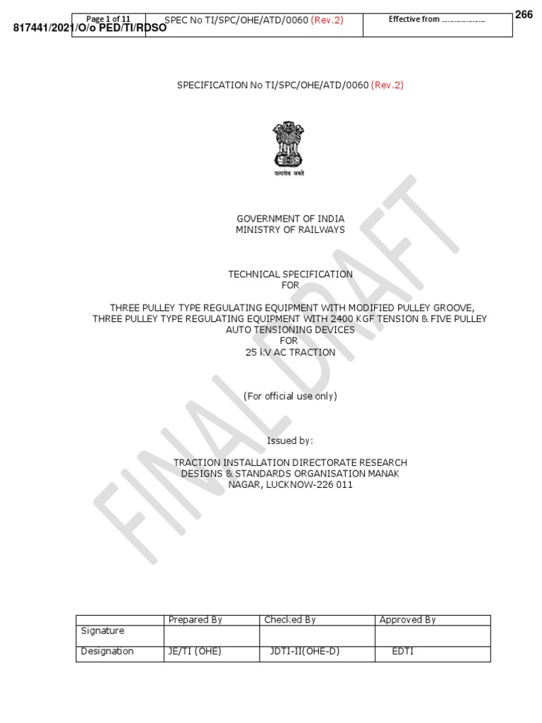 ATD Specifications for Railway Equipment | PDF | Steel | Mechanical ...