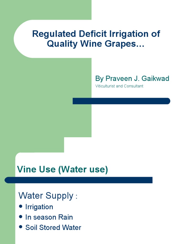 Irrigation of Wine Grapes PDF Soil Irrigation
