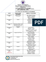 Schedule of AWA For The Month of November