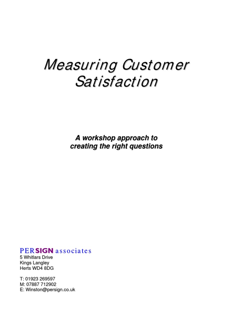 Measuring Customer Satisfaction Workshop | PDF | Survey Methodology ...