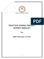 Practice School Project Report Booklet: For MBA Semester I & III
