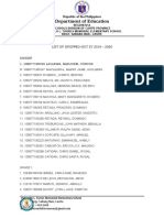 List of Dropped-Out Students from Petronilo L. Torres Memorial Elementary School