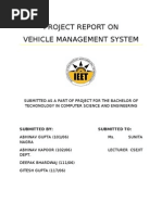 Project Report On Vehicle Management System