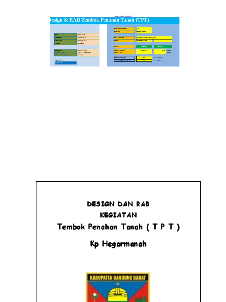 RAB Tembok Penahan Tanah 2019 Bandung | PDF